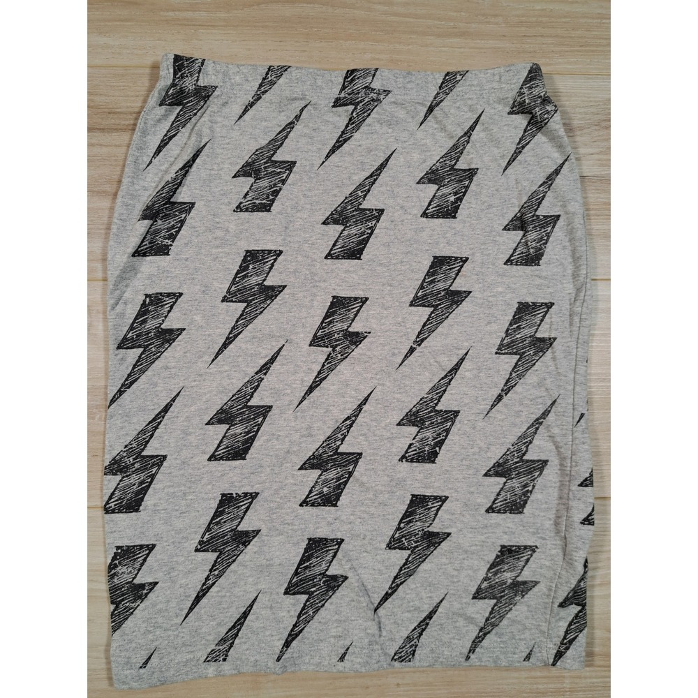 Cefian USA Gray Lightning Bolt Print Pencil Skirt Small Heather Gray Midi S250-B